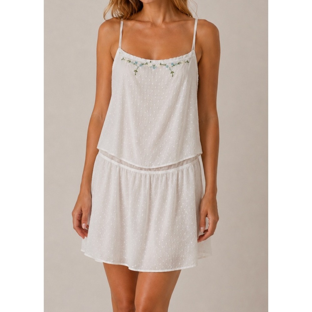NEW Victorias Secret Angels White Floral Embroidered Slip Dress Vintage L Whimsy